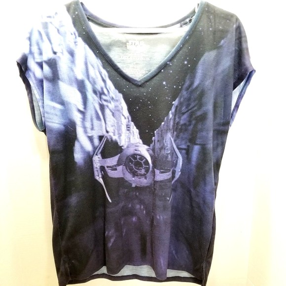 Rock & Republic Tops - Rock & Republic Women Star Wars Top Blue Size Small T-Shirt Graphic Tie Fighter